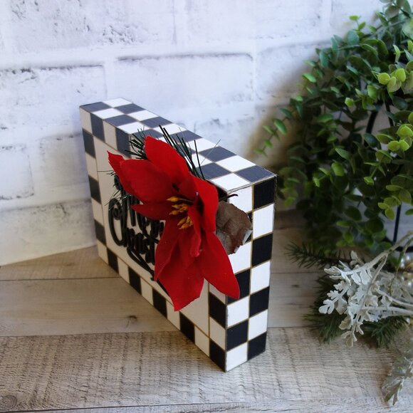 Rustic Checked Christmas Sign Mackenzie Inspired Buffalo Check Ornament - Picture 4 of 10